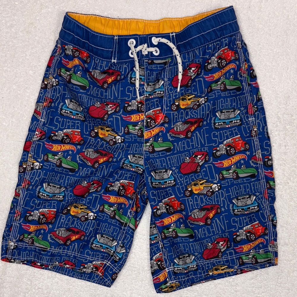 GAP hot wheels Blue and Yellow Swim Shorts trunks size large 10